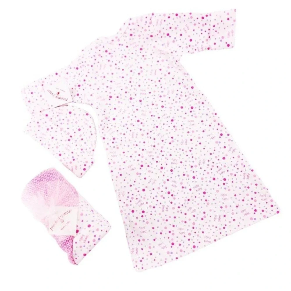 NWT 6-8 Pounds Newborn Gown‎ Pink Polka Dot
